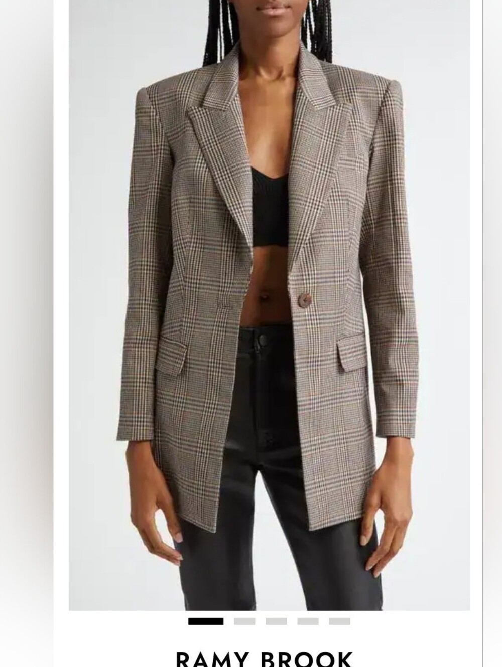 Ramy Brook Brown Plaid Single-Button Blazer